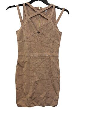 Guess Champagne Multi Strappy Mirage Bandage Dress Medium With Tags
